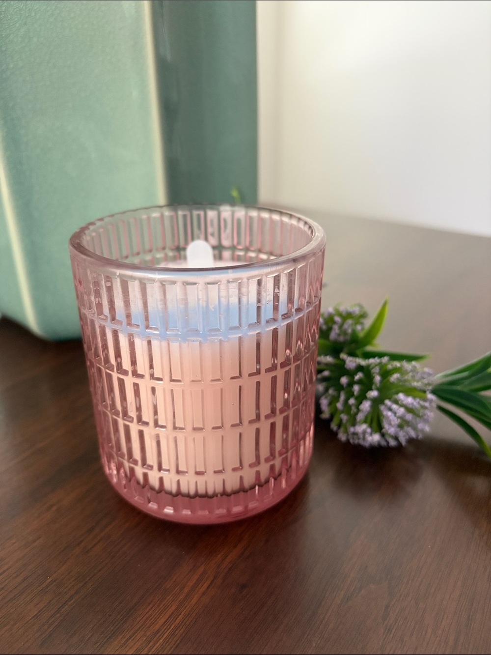 Pink Textured Reusable Glass Scented Candle Holder 🩷